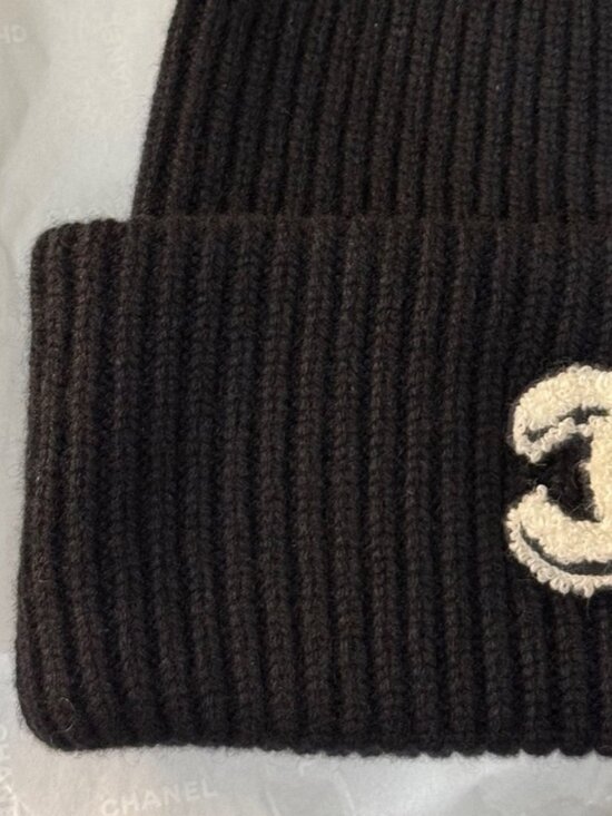 Chanel CC Logo Black Knit Beanie Hat main image 5